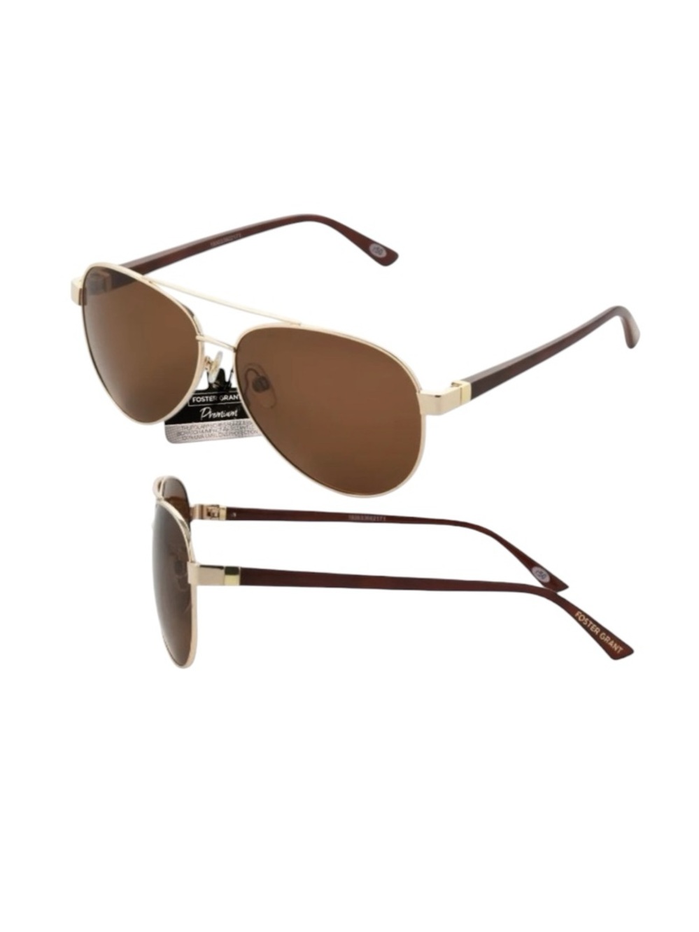 Foster Grant Premium TruPolar Gold Aviator Polarized Sunglasses